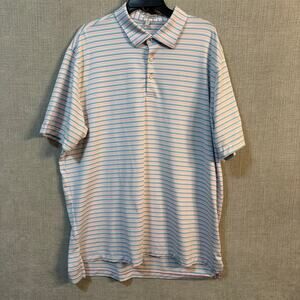 Peter Millar Summer Comfort Mens XL Pink Blue White Performance Golf Polo